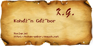 Kohán Gábor névjegykártya
